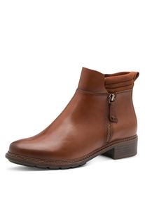 Stiefelette Tamaris, Damen, Gr. 39, cognac, Leder, Textil, Schuhe Stiefelette, Blockabsatz, RV-Boots mit wattierter Schaftrand-Polsterung