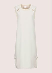 Madeleine Mode Sommerkleid MADELEINE "Jerseykleid Midikleid mit Schmuckelementen", Damen, Gr. 48, N-Gr, wei&szlig; (perlwei&szlig;), Obermaterial: 90% Polyester PES. 10% Elasthan EL., Modern, figurumspielend, Kleider Sommerkleid, Kleid mit eingefasstem Ripsband am Ausschnitt, mit Dekorativen Schmuckelementen im Vorderteil