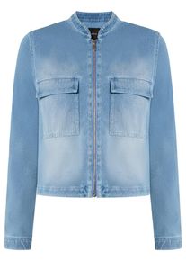 Jeansblazer Zero "Jeansjacke mit Rei&szlig;verschluss", Damen, Gr. 34, blau (blau denim), Obermaterial: 76% Baumwolle CO. 20% Polyester PES. 4% Elasthan EL., Blazer Jeansblazer