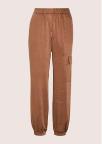 Madeleine Mode Stoffhose MADELEINE "Satinhose Stoffhose mit Schlupfbund", Damen, Gr. 46, N + K Gr, braun (toffee), Obermaterial: 100% Polyester PES., Hosen Stoffhose