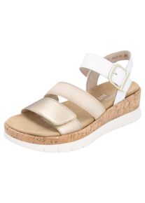 Keilsandalette Remonte, Damen, Gr. 42, wei&szlig;, goldfarben, creme, Leder, festlich, Schuhe Keilsandalette, Riemchensandale, Sommerschuh, Bequemschuh mit Zierschnalle