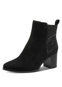 Stiefelette Marco Tozzi, Damen, Gr. 39, schwarz, Textil, Veloursleder, unifarben, Schuhe Stiefelette, Blockabsatz, Businessstiefelette in veganer Verarbeitung