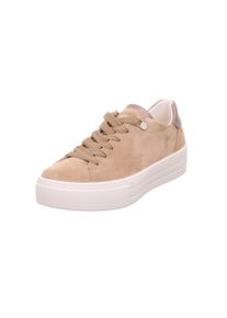 Plateausneaker Legero "LIMA 2.0", Damen, Gr. 36, beige, Glattleder, Veloursleder, unifarben mit Farbeinsatz, Schuhe Plateausneaker, Schn&uuml;rschuh, Halbschuh, Komfortschuh mit herausnehmbarer Einlage