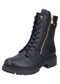 Winterstiefelette Rieker, Damen, Gr. 37, schwarz, Lederimitat, unifarben, Schuhe Winterstiefelette, Schn&uuml;rboots, Schn&uuml;rstiefelette, Blockabsatz, mit markanter Profilsohle