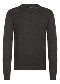 Strickfleece-Pullover INDICODE "Strickpullover IDRicardo", Herren, Gr. XL, grau (charcoal mix), Obermaterial: 100% Baumwolle CO., Pullover Strickfleece-Pullover