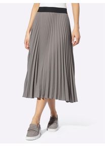 Plisseerock Heine, Damen, Gr. 46, grau, 100% Polyester, unifarben, wadenlang, R&ouml;cke Plisseerock