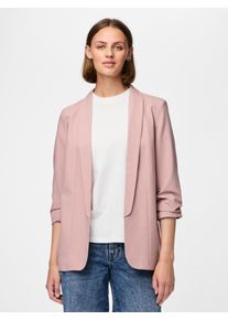 Blusenblazer Pieces "PCBOSELLA 3/4 BLAZER NOOS", Damen, Gr. L, rosa (woodrose), Web, Obermaterial: 79% Polyester, 16% Viskose, 5% Elasthan, unifarben, slim fit h&uuml;ftbedeckend, Blazer Blusenblazer, Materialmix, regular fit