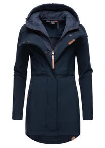Regenmantel Ragwear "Softshellmantel Ybela", Damen, Gr. S, blau (navy22), Obermaterial: 97% Polyester PES. 3% Elasthan EL. Obermaterial: Futter: 100% Polyester PES., M&auml;ntel Regenmantel