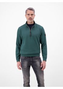 Sweater Lerros "SELANIK", Herren, Gr. XL, soft teal, Sweatware, Obermaterial: 90% Baumwolle, 10% Polyester, unifarben, normal h&uuml;ftbedeckend, Rundhals, B&uuml;ndchen, Sweatshirts Sweater, Troyerkragen mit Rei&szlig;verschluss