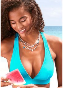 active by Lascana Triangel-Bikini-Top LASCANA ACTIVE "Janni", Damen, Gr. 40, Cup A/B, blau (t&uuml;rkis), Recycling-Polyamid, kontrastfarbene Details, unifarben, Bikini-Oberteile Triangel-Bikini-Top, mit Racerback