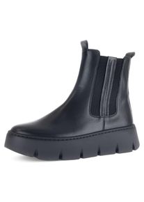 Chelseaboots Gabor, Damen, Gr. 35, schwarz, Elastischer Einsatz, Kalbsleder, unifarben, Schuhe Chelseaboots, Plateau, Schlupfboots, Stiefelette mit zwei Anziehlaschen