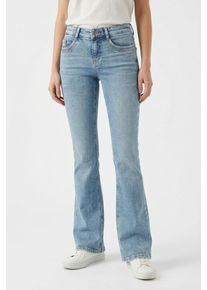 Bootcut-Jeans MAC "DETROIT flared", Damen, Gr. 46, L&auml;nge 34, 90`s cool wash, Denim/Jeans, Obermaterial: 99% Baumwolle, 1% Elasthan, bootcut fit lang, Jeans Bootcut-Jeans, Aufwendig gearbeitete Details an den Vordertaschen