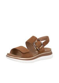 Plateausandale Remonte, Damen, Gr. 40, braun, Ziegenveloursleder, unifarben, Schuhe Plateausandale, Sommerschuh, Sandalette, Klettschuh mit Lite &acute;n Soft-Ausstattung