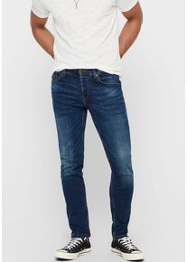Only & Sons Regular-fit-Jeans ONLY & SONS "ONSWEFT REGULAR MAT DNM NOOS", Herren, Gr. 33, L&auml;nge 30, blau (medium blau denim), Denim/Jeans, Obermaterial: 64% Baumwolle, 22% Polyester, 12% Viskose, 2% Elasthan, Abriebeffekte, normal, Jeans Regular-fit-Jeans, Topseller