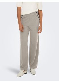 Schlupfhose Only "ONLRINA BUTTON PANT JRS NOOS", Damen, Gr. XS, L&auml;nge 32, chateau gray detail:horn buttons, Jersey, Obermaterial: 95% Polyester, 5% Elasthan, regular fit lang, Hosen Schlupfhose, mit Knopf-Details