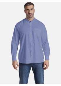 Langarmhemd Jan Vanderstorm "Stehkragenhemd KALLU", Herren, Gr. 3XL, weit, blau, Obermaterial: 100% Baumwolle CO., unifarben, comfort fit normal, Hemden Langarmhemd