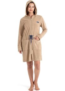 Damenbademantel Kangaroos "Kira, ideal f&uuml;r Sauna & Spa, Hotelbademantel, Morgenmantel" Gr. XS, beige, L:90cm, Leichtfrottier, Hausm&auml;ntel, Damenbademantel, mit Bindekordel, kurz, Badem&auml;ntel f&uuml;r Damen, XS-3XL