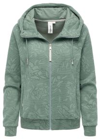 Sweatjacke Ragwear "Sweatjacke Fllawia Print", Damen, Gr. XS, gr&uuml;n (dusty gr&uuml;n), Obermaterial: 70% Baumwolle CO. 30% Polyester PES., Sweatjacken Sweatjacke