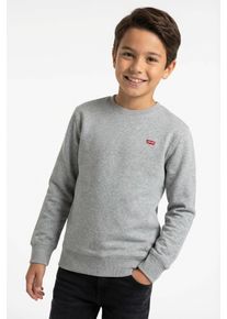 Sweatshirt LEVI'S KIDS "LVB MINI LOGO CREWNECK SWEAT", Jungen, Gr. 8 (128), grau (grau heather), Sweatware, Obermaterial: 60% Baumwolle, 40% Polyester, meliert, regular fit normal, Rundhals, Rippb&uuml;ndchen, Sweatshirts Sweatshirt, aus formstabilem Baumwollmix