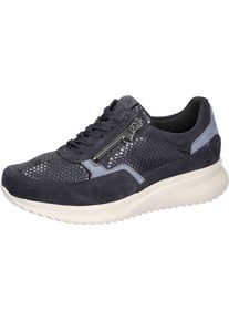 Waldl&auml;ufer Keilsneaker WALDL&Auml;UFER "K-JANKA", Damen, Gr. 6 (39), dunkelblau, jeansblau, Nubukleder, Textil, Veloursleder, Schuhe Keilsneaker, Schn&uuml;rschuh, Halbschuh, Komfortschuh in Extraweite K