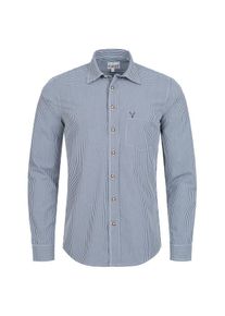 N&uuml;bler Trachtenhemd N&Uuml;BLER "Trachtenhemd langarm Rudi", Herren, Gr. M, EURO, blau, Obermaterial: 70% Baumwolle CO. 30% Polyester PES., Hemden Trachtenhemd