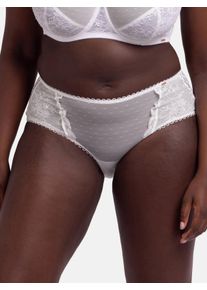 Midislip Dorina "Arya", Damen, Gr. S, wei&szlig;, Netz, Obermaterial: 82% Polyamid, 10% Elasthan, 8% Polyester, k&ouml;rpernah, Unterhosen Midislip, Spitze, Netzbesatz