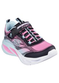 Sneaker Skechers "COSMIC GLOW LIGHTS", M&auml;dchen, Gr. 32, bunt (schwarz, multi), Lederimitat, Textil, kontrastfarbene Details, Schuhe Sneaker, Klettschuh mit Glitzer, Gr&ouml;&szlig;enschablone zum Download