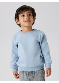 Sweatshirt name it "NMNSELI LS SWE BRU NOOS", M&auml;dchen, Gr. 104, blau (dusty blau), angeraute Sweatware, Obermaterial: 60% Baumwolle, 40% Polyester, unifarben, relaxed fit h&uuml;ftbedeckend, Rundhals, Rippb&uuml;ndchen, Sweatshirts Sweatshirt