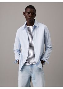 Langarmhemd Calvin Klein "LONG SLEEVE SOLID STRETCH SLIM SHIRT", Herren, Gr. XL, N-Gr, niagara mist, Web, Obermaterial: 96% Baumwolle, 4% Elasthan, unifarben, slim fit h&uuml;ftlang, Rundhals, &Auml;rmel mit &Auml;rmelschlitz 2-Knopf-Manschette, Hemden Langarmhemd, slim fit, in Unifarbe
