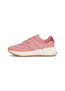 Keilsneaker Tommy Jeans "TJW CLEATED RUNNER", Damen, Gr. 40, bunt (rosa, beere), Textil, Veloursleder, Schuhe Keilsneaker, Freizeitschuh, Schn&uuml;rschuh, Halbschuh mit Reflektorstreifen