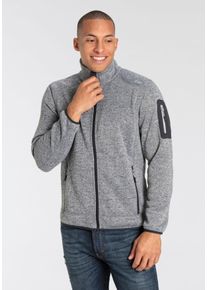 Strickfleecejacke CMP "MAN JACKET", Herren, Gr. 60, grau (dunkelgrau), Strick, Obermaterial: 100% Polyester, eingefasste Kante, Jacken Strickfleecejacke, atmungsaktiv, schnell trocknend, w&auml;rmend, &Uuml;bergangsjacke