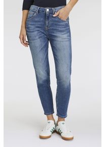 Marc O'Polo Boyfriend-Jeans MARC O'POLO DENIM "Freja", Damen, Gr. 31, L&auml;nge 32, blau (mid blau), Denim/Jeans, Obermaterial: 98% Baumwolle, 2% Elasthan, relaxed fit kn&ouml;chellang, Jeans Boyfriend-Jeans, in heller Waschung