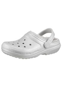 Clog Crocs "Classic Fuzz Lined Glitter", Damen, Gr. 41, silberfarben, Croslite&trade;, Glitzer, Basic, Schuhe Clog, mit L&uuml;ftungs&ouml;ffnungen