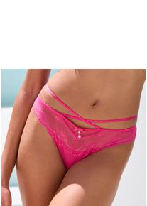 Tanga Lascana, Damen, Gr. 44/46, pink, Spitze, Obermaterial: 87% Polyamid, 13% Elasthan, Unterhosen Tanga, mit verf&uuml;hrerischem B&auml;ndchen