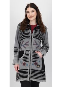 Fleecejacke DEPROC Active "Patchwork NUNAVUT LONG WMN", Damen, Gr. 44L, grau (light gray), 100% Baumwolle, Jacken Fleecejacke, auch in Gro&szlig;en Gr&ouml;&szlig;en erh&auml;ltlich