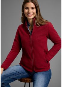 Fleecejacke Polarino, Damen, Gr. 34, rot (bordeaux), Fleece, Obermaterial: 100% Polyester, Fellimitat, unifarben, bequem h&uuml;ftlang, eingefasste Kante, Jacken Fleecejacke, aus Teddy-Fleece, &Uuml;bergangsjacke, Topseller
