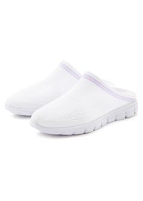 Sabot Lascana "Slip-On-Sneaker", M&auml;dchen, Gr. 44, wei&szlig; (wei&szlig;, flieder), Obermaterial: 100% Polyester. Decksohle: 100% Polyester. Futter: 100% Polyester. Laufsohle: 100% Synthetik, Mesh, mehrfarbig, Basic, Schuhe Sabot, Sneaker, Freizeitschuh, Halbschuh zum Reinschl&uuml;pfen