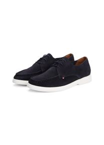 Schn&uuml;rschuh Tommy Hilfiger "Tommy Hilfiger SUEDE MOC T DERBY", Herren, Gr. 43, blau (dunkelblau), Veloursleder, unifarben, Basic, Schuhe Schn&uuml;rschuh, Schn&uuml;rschuh, Halbschuh, Businesschuh mit Mokassin-Naht