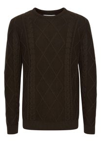 !Solid Strickfleece-Pullover SOLID "Strickpullover SDTerence", Herren, Gr. M, braun (slate schwarz), Obermaterial: 100% Baumwolle CO., Pullover Strickfleece-Pullover