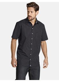 Streifenhemd Jan Vanderstorm "Streifenhemd PERTTU", Herren, Gr. XL, weit, schwarz, Obermaterial: 100% Baumwolle CO., gestreift, comfort fit normal, Hemden Streifenhemd