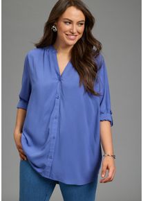 Longbluse LAURA SCOTT CURVE, Damen, Gr. 52, blau, Web, Obermaterial: 100% Viskose, unifarben, Basic, figurumspielend, V-Ausschnitt, Blusen Longbluse, im Tunika Stil aus weicher Viskose - GROSSE GR&Ouml;SSE