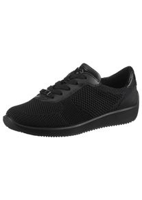 Sneaker Ara "LISSABON", Damen, Gr. 3,5 (36), schwarz, Glattleder, Lackleder, Textil, unifarben, Schuhe Sneaker, Freizeitschuh, Schn&uuml;rschuh in Bequemweite G (= weit)