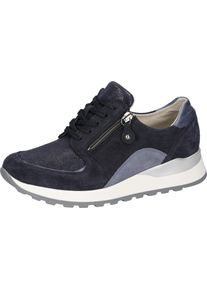 Waldl&auml;ufer Keilsneaker WALDL&Auml;UFER "HIROKO-SOFT", Damen, Gr. 9,5 (44), dunkelblau, jeansblau, Textil, Veloursleder, Schuhe Keilsneaker, Orthotritt Ausstattung, H-Weite, Freizeitschuh, Halbschuh, Schn&uuml;rschuh