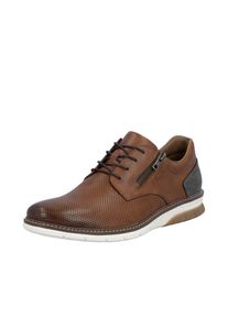 Schn&uuml;rschuh Rieker, Damen, Gr. 43, cognac, grau, Glattleder, unifarben mit Farbeinsatz, Schuhe Schn&uuml;rschuh, Halbschuh, Freizeitsneaker, Casual-Schn&uuml;rer mit Perforation