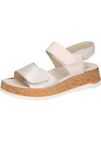 Waldl&auml;ufer Plateausandale WALDL&Auml;UFER "H-LIBBY", Damen, Gr. 7,5 (41), creme, silberfaren, Nappaleder, Veloursleder, metallic, Schuhe Plateausandale, Sommerschuh, Sandalette, Bequemschuh mit Klettverschl&uuml;sse, H-Weite