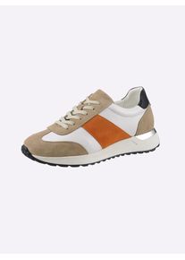 Sneaker Heine, Damen, Gr. 38, orange (wei&szlig;, orange), Glattleder, Leder, Rindsleder, Veloursleder, Schuhe Sneaker