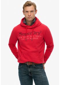 Kapuzensweatshirt Superdry "NY VENUE HOOD", Herren, Gr. M, indiana rot, angeraute Sweatware, Obermaterial: 80% Baumwolle, 20% Polyester, bedruckt, relaxed fit, Rundhals, Rippb&uuml;ndchen, Sweatshirts Kapuzensweatshirt