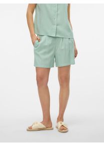 V&eacute;ro Moda Shorts VERO MODA "VMJESMILO HW SHORTS WVN NOOS", Damen, Gr. L (40), N-Gr, gr&uuml;n (silt gr&uuml;n), Web, Obermaterial: 55% Viskose, 45% Leinen, unifarben, regular fit kurz, Hosen Shorts, Viskosemischung, regular fit, mit Leinen