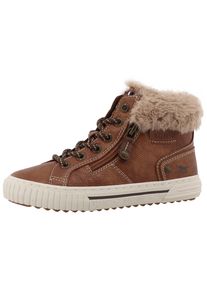 Winterboots Mustang Shoes "Ezio", M&auml;dchen, Gr. 37, braun, Lederimitat, Textil, Basic, Schuhe Winterboots, High Top Sneaker, Schn&uuml;rboots mit Rei&szlig;verschluss