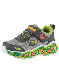 Lauflernschuh Skechers "PLAY SCENE", Jungen, Gr. 26, grau (grau, limette), Lederimitat, Textil, Schuhe Lauflernschuh, Sneaker, Babyschuh mit Klettverschluss, Gr&ouml;&szlig;enschablone zum Download